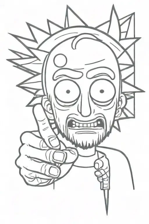 rick and morty middle finger  tattoo design idea