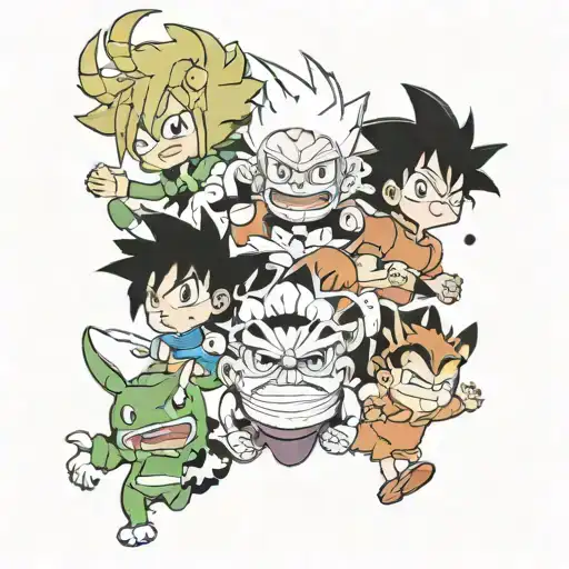 vegueta, frezzer, cell, kid boo tattoo design idea