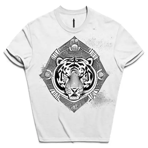 Maratha Empire orange flag with fearless tiger in octagonal Shiv mudra shape tattoo design idea