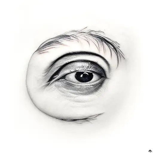 An eye shedding a tear being comforted by a hand  tattoo design idea