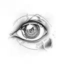 An eye shedding a tear being comforted by a hand  tattoo design idea