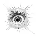 An eye shedding a tear being comforted by a hand  tattoo design idea
