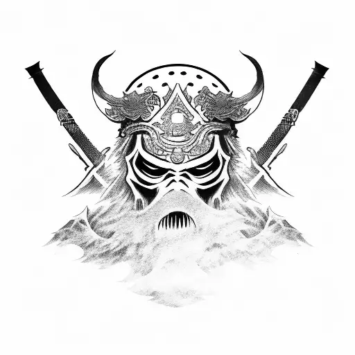 Ghost of tsushima mid mask and SWORD tattoo design idea