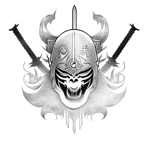 Ghost of tsushima mask and SWORD tattoo design idea
