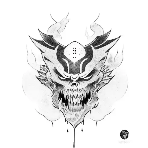 Ghost of tsushima mask with a SWORD tattoo design idea