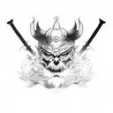 Ghost of tsushima mask and SWORD tattoo design idea