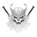 Ghost of tsushima mask and SWORD tattoo design idea