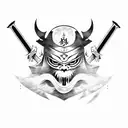 Ghost of tsushima mask and SWORD tattoo design idea
