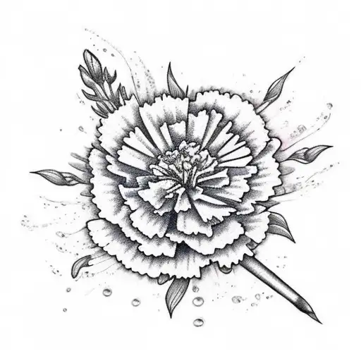 carnation and aster bouquet with water color tattoo design idea