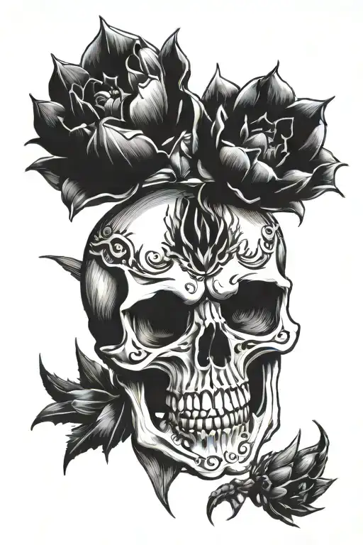 agave plant skull tattoo design idea