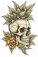 agave plant skull tattoo design idea