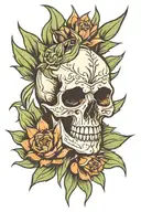 agave plant skull tattoo design idea