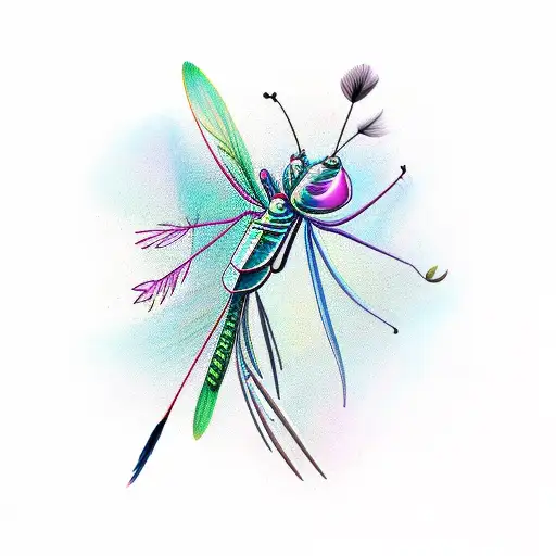 preying mantis quill feather tattoo design idea