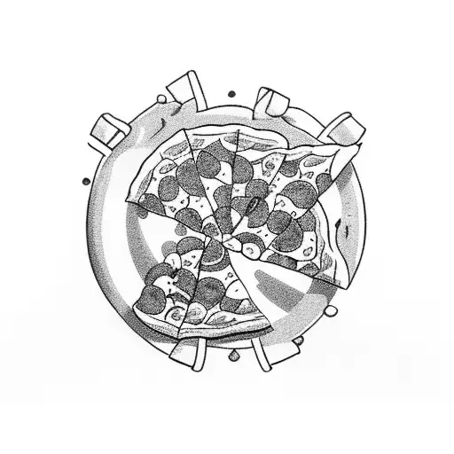 A slice of pizza with anime characters enjoying a judo match tattoo design idea