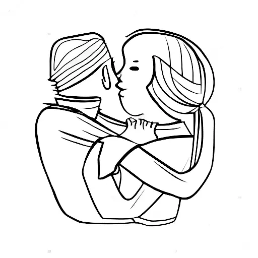 two shadowy figures hugging tattoo design idea