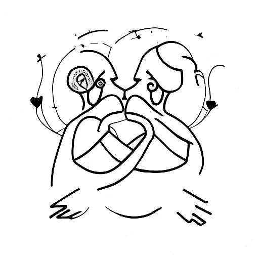 two shadow like figures hugging tattoo design idea
