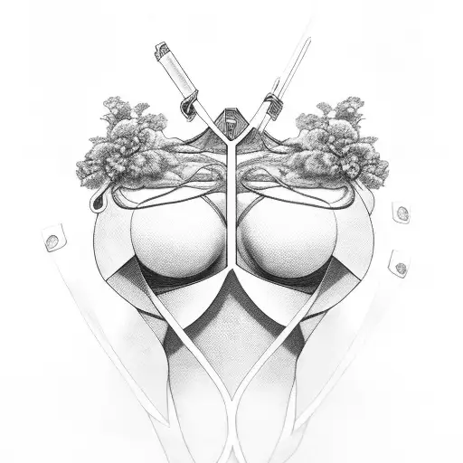 fine line  women's chest-peace  tattoo design idea