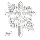 forearm tattoo that says fear god with cross tattoo design idea