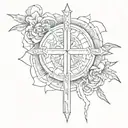 forearm tattoo that says fear god with cross tattoo design idea