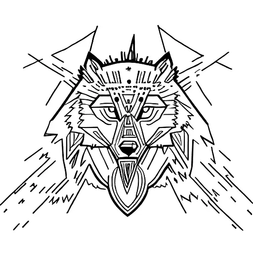 shaman, wolf, space, anger tattoo design idea