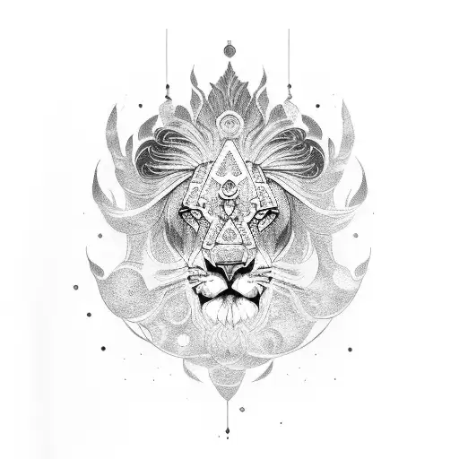 shaman, lion, galaxy tattoo design idea