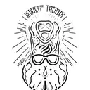 A minimalist tattoo of a horror movie ticket stub with a cat's paw print on it, symbolizing the client's passion for horror and their love for cats. tattoo design idea