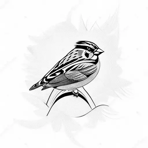 sparrow with wheat  tattoo design idea