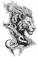 cyborg lion based off Detroit lions logo tattoo design idea