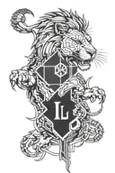 cyborg lion based off Detroit lions logo tattoo design idea