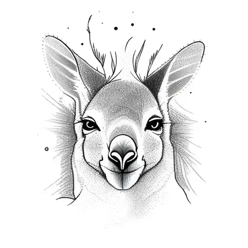 Draw me the outline, of a kangaroo that is surfing on a small wave aussie style tattoo design idea