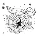 Draw me a kangaroo that is surfing on a small wave aussie style tattoo design idea