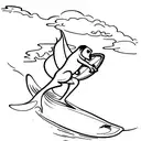 Draw me a kangaroo that is surfing on a small wave aussie style tattoo design idea