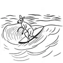 Draw me a kangaroo that is surfing on a small wave aussie style tattoo design idea
