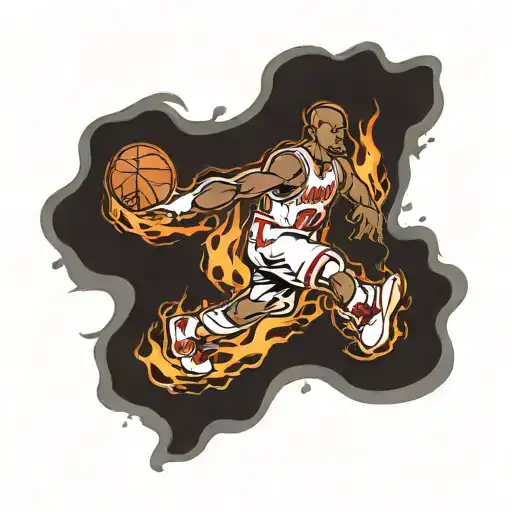 A simple jersey with the liquid fire effect similar to Michael Jordan's jersey in NBA 2k12 with a number 5 in front tattoo design idea