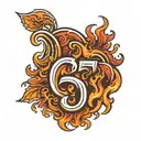 A simple jersey with the liquid fire effect with a number 5 in front tattoo design idea