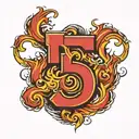 A simple jersey with the liquid fire effect with a number 5 in front tattoo design idea