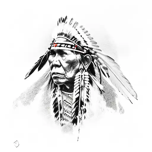 Native American raising up boombox tattoo design idea