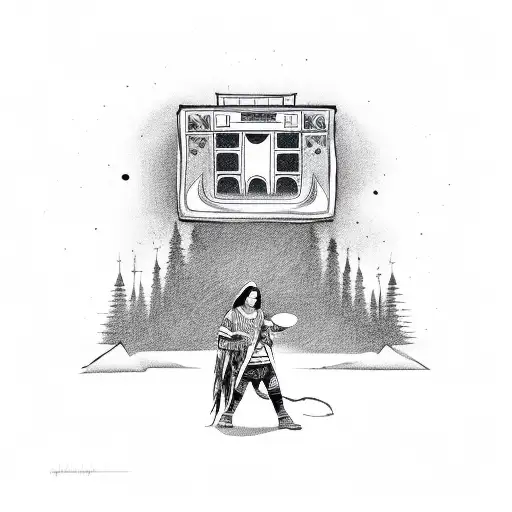american Indian holding boombox tattoo design idea