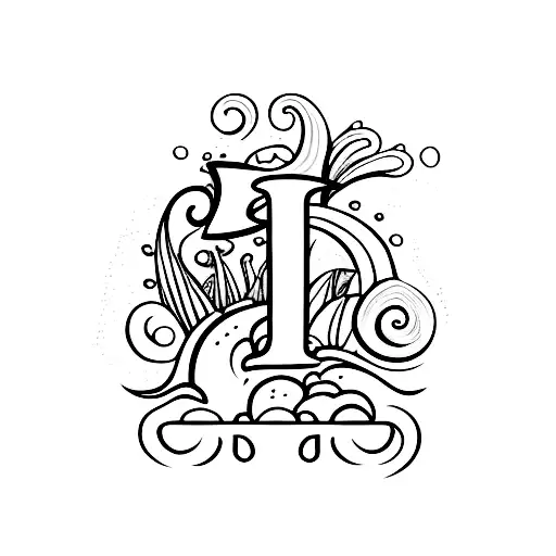 A serene beach scene with waves gently rolling onto the shore, adorned with beautiful tulips and daisies, and the letter 'k' to the power of 2 subtly incorporated into the design tattoo design idea