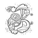 A serene beach scene with waves gently rolling onto the shore, adorned with beautiful tulips and daisies, and the letter 'k' to the power of 2 subtly incorporated into the design tattoo design idea