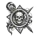 A tattoo design combining elements of art therapy and heavy metal music tattoo design idea