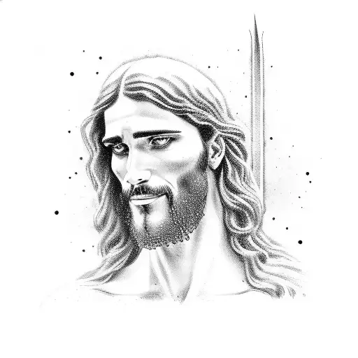 a man being blessed by jesus high detailed tattoo design idea