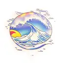 ocean wave sunset tattoo design idea