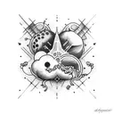 Clouds and four aces tattoo design idea