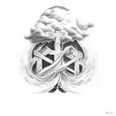 cross with clouds praying hands bible verse tattoo design idea