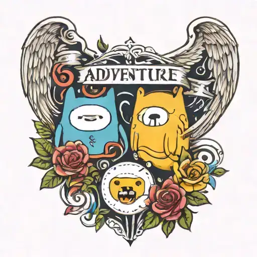 adventure time theme with text "I will be here always, and always be for you"  tattoo design idea
