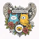 adventure time theme with text "I will be here always, and always be for you"  tattoo design idea