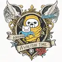 adventure time theme with text "I will be here always, and always be for you"  tattoo design idea