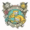 adventure time theme with text "I will be here always, and always be for you"  tattoo design idea