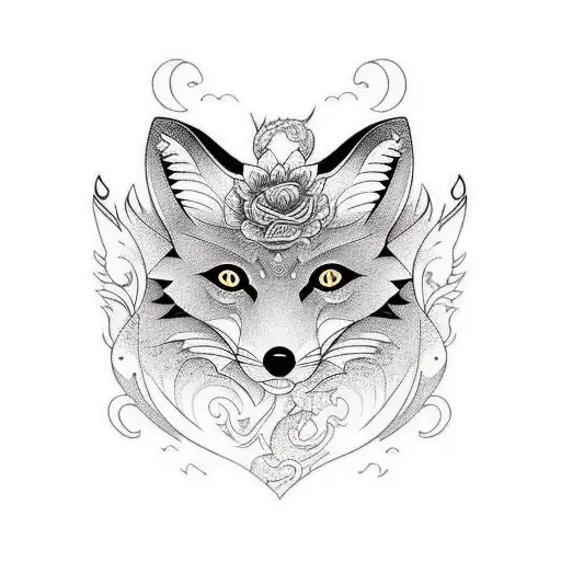elegant fox tattoo design idea